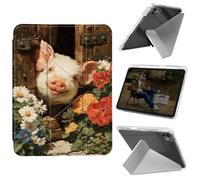 Cdkfxjy Custodia per tablet per iPad Pro 13" M4 2024 7a generazione - Pieghevole a forma di Y, retro rigido e trasparente, supporto angolare Mulit, custodia protettiva con portamatite - Smiling Pig