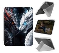 Cdkfxjy Custodia per tablet per iPad Pro 13" M4 2024 7a generazione - Pieghevole a forma di Y, retro rigido e trasparente, supporto ad angolo multiplo, custodia protettiva con portapenne, drago nero e