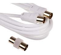 CDL Micro 2 M-Cavo antenna TV placcato in oro (M-M) con adattatore (F-F), colore: bianco
