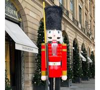 CDL Schiaccianoci Soldato Rosso e Nero con Cappello in Peluche e Spada per Porta d'ingresso, Portico, Camino ed Eventi 180 cm K07