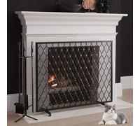 cdpdmai Parascintille Parascintille in Rete di Ferro Battuto, Tenda per Stufa A Legna per Interni Ed Esterni, parascintille antincendio in Rete di Ferro battuto/Schermo per stufe per caminetti