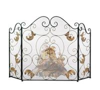 cdpdmai Parascintille per Camino Grande, Protezione Antincendio Pieghevole 3 Pannelli, Solido Telaio in Ferro Battuto Paravento per caminetto, per bruciatori a Legna