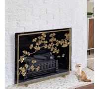 cdpdmai Parascintille per Camino, Parascintille Paravento Camino Singolo Pannello Rettangolare Protezione Camino Decorativo per Forno, Camino, Protezione per Soggiorno, Camera da Letto(Color:Oro)