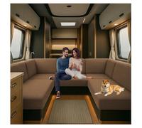 CDPTD Carovana Copricuscino Per Divano, Jacquard Copricuscino Divano Per Roulotte Con 2 Cinghie per divano e roulotte, altamente elasticizzati, per camper e camper (Brown,W 90-130 cm, D 60-90 cm)