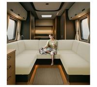 CDPTD copridivano per roulotte impermeabile elasticizzato jacquard, cuscini antiscivolo per dinette RV con 2 cinghie con elastici, multi-taglia per camper, roulotte e interni (bianco1, L 90-130 cm, P