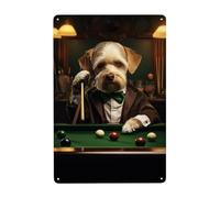 CDSASHCA Targa in metallo con divertente giocatore di biliardo, per interni ed esterni, decorazione per sala da biliardo, decorazione da parete classica per sala da biliardo, insegna in metallo, per