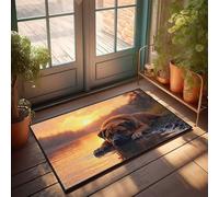 CDSS Divertente zerbino per esterni con tramonto serenità: un riposo tranquillo del cane vicino al lago, decorazione per ingresso e sala giochi (50 x 80 cm)