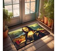 CDSS Tappeto a strati per esterni, porta d'ingresso, Leonardo Da Vinci'S Monna Lisa: A Masterpiece reinventato, piccolo zerbino divertente (40 x 60 cm)
