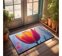 CDSS Tappeto divertente per porta d'ingresso, con tulipano radiante al mattino, zerbino invernale per esterni, cucina, stile fattoria (40 x 60 cm)