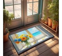 CDSS Welcome Mats Funny Beachside Serenity: Flowers By The Sea Zerbino Autunno Zerbino Zerbino per esterni con detti (50 x 80 cm)