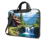 CDSS Zaino per computer portatile per gli uomini Idilliaco Cottage By The Waterfall Borsa per laptop Borse per laptop Borsa per laptop per le donne 17 pollici, Colore, 29x38cm