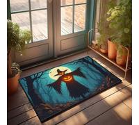 CDSS Zerbino autunnale per esterni, spaventapasseri di Halloween nella foresta illuminata dalla luna, tappeto autunnale per esterni per porta d'ingresso, divertente decorazione per patio (50 x 80 cm)