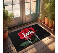 CDSS Zerbino autunnale per ingresso esterno Home Love in Bloom: A Red Rose'S Melting Heart Zerbino per interni per ingresso piccolo zerbino (65 x 90 cm)