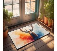 CDSS Zerbino colorato con porte per la casa, con cervi astratti e ritratti di fattoria, cucina, piscina, roba (65 x 90 cm)