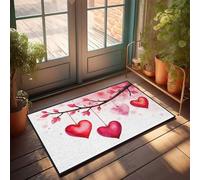 CDSS Zerbino con cuori appesi a un ramo, divertente tappetino per porta d'ingresso, 50 x 80 cm