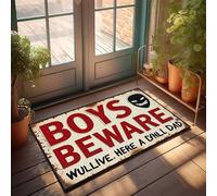 CDSS Zerbino con scritta "Welcome Mats Funny Boys Beware: The Drill Dad is here!", zerbino autunnale per esterni con scritte (65 x 90 cm)