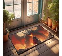 CDSS Zerbino divertente con eroe che affronta il drago in fiamme, zerbino per interni per ingresso porta d'ingresso, tappetino estivo (40 x 60 cm)