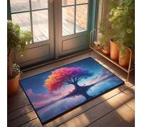 CDSS Zerbino estivo per esterni con riflessi di albero colorato nel cielo notturno, zerbino per esterni divertente tappetino per portico autunnale (50 x 80 cm)