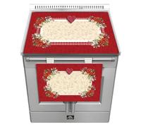 CDV Casa di Venere Set Copriforno 38x48 cm + Coprifornello 45x70 cm Natalizi in Poliestere con Lurex - Decorazione Festiva per la Cucina - Copriforno Natale - Coprifornello Natale (Classico)