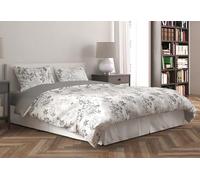 CDV Casa di Venere Set Copripiumino in Microfibra Morbida 4 Pezzi Matrimoniale - Sacco con Zip, Lenzuolo con Angoli e Federe - Morbido, Traspirante e Facile da Lavare (Fiori grigio, Matrimoniale)