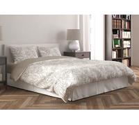 CDV Casa di Venere Set Copripiumino in Microfibra Morbida 4 Pezzi Matrimoniale - Sacco con Zip, Lenzuolo con Angoli e Federe - Morbido, Traspirante e Facile da Lavare (Foglie beige, Matrimoniale)