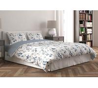 CDV Casa di Venere Set Copripiumino in Microfibra Morbida 4 Pezzi Matrimoniale - Sacco con Zip, Lenzuolo con Angoli e Federe - Morbido, Traspirante e Facile da Lavare (Foglie azzure, Matrimoniale)