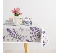 CDV Casa di Venere Tovaglia Antimacchia Impermeabile Rettangolare, Rotonda e Quadrata, Copritavolo Idrorepellente con Stampa Digitale per Cucina e Sala da Pranzo (Lavanda, 140 x 240 cm)