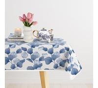 CDV Casa di Venere Tovaglia Antimacchia Impermeabile Rettangolare, Rotonda e Quadrata, Copritavolo Idrorepellente con Stampa Digitale per Cucina e Sala da Pranzo (Foglie Blu, 140 x 240 cm)