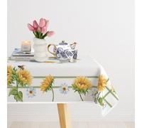 CDV Casa di Venere Tovaglia Antimacchia Impermeabile Rettangolare, Rotonda e Quadrata, Copritavolo Idrorepellente con Stampa Digitale per Cucina e Sala da Pranzo (Girasole, 140 x 320 cm)