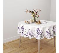 CDV Casa di Venere Tovaglia Antimacchia Impermeabile Rettangolare, Rotonda e Quadrata, Copritavolo Idrorepellente con Stampa Digitale per Cucina e Sala da Pranzo (Lavanda, 180 x 180 cm (Rotonda))