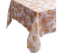 CDV Casa di Venere Tovaglia Antimacchia Impermeabile Rettangolare, Rotonda e Quadrata, Copritavolo Idrorepellente con Stampa Digitale per Cucina e Sala da Pranzo (Foglie Giallo, 140 x 180 cm)