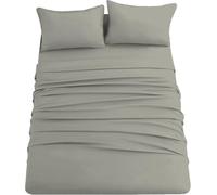 CDV Completo Lenzuola Matrimoniale in Microfibra da 4 Pezzi, 1 Lenzuolo con Angoli, 1 Lenzuolo Sopra e 2 Federe, Colore Tinta Unita (Cachi, Matrimoniale)