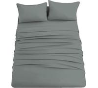 CDV Completo Lenzuola Matrimoniale in Microfibra da 4 Pezzi, 1 Lenzuolo con Angoli, 1 Lenzuolo Sopra e 2 Federe, Colore Tinta Unita (Grigio chiaro, Matrimoniale)