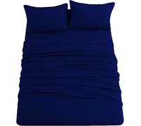 CDV Completo Lenzuola Matrimoniale in Microfibra da 4 Pezzi, 1 Lenzuolo con Angoli, 1 Lenzuolo Sopra e 2 Federe, Colore Tinta Unita (Blu Royal, Matrimoniale)