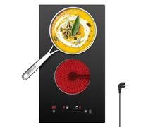 CDV Doppia Piano Cottura 2 Fuochi in Vetroceramica, 3000W Piano Cottura Elettrico, Touch a Scorrimento, Timer, Sicurezza Bambini, Adatto a Tutte le Pentole