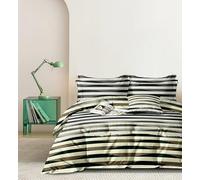 CDV Set di Biancheria da Letto 3 Pezzi con Stampa, Microfibra Set Copripiumino per Letto Matrimoniale con Zip, Lenzuolo con Angoli e 1 Federa, Set Copripiumini e Federe (Singolo, Righe)