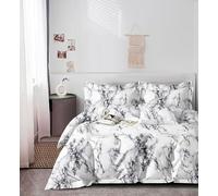 CDV Set di Biancheria da Letto 4 Pezzi con Stampa, Microfibra Set Copripiumino per Letto Matrimoniale con Zip, Lenzuolo con Angoli e 2 Federe, Set Copripiumini e Federe (Matrimoniale, Marmo)