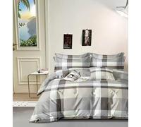CDV Set di Biancheria da Letto 4 Pezzi con Stampa, Microfibra Set Copripiumino per Letto Matrimoniale con Zip, Lenzuolo con Angoli e 2 Federe, Set Copripiumini e Federe (Matrimoniale, Quadrati)