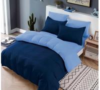 CDV Set di Biancheria da Letto 4 Pezzi, Microfibra Set Copripiumino per Letto Matrimoniale Chiusura a Zip con Lenzuolo con angoli e 2 federe, Set Copripiumini e Federe (Blu, Matrimoniale)