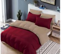 CDV Set di Biancheria da Letto 4 Pezzi, Microfibra Set Copripiumino per Letto Matrimoniale Chiusura a Zip con Lenzuolo con angoli e 2 federe, Set Copripiumini e Federe (Marrone, Matrimoniale)