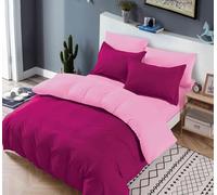 CDV Set di Biancheria da Letto 4 Pezzi, Microfibra Set Copripiumino per Letto Matrimoniale Chiusura a Zip con Lenzuolo con angoli e 2 federe, Set Copripiumini e Federe (Rosa, Matrimoniale)