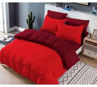 CDV Set di Biancheria da Letto 4 Pezzi, Microfibra Set Copripiumino per Letto Matrimoniale Chiusura a Zip con Lenzuolo con angoli e 2 federe, Set Copripiumini e Federe (Rosso, Matrimoniale)