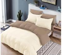 CDV Set di Biancheria da Letto 4 Pezzi, Microfibra Set Copripiumino per Letto Matrimoniale Chiusura a Zip con Lenzuolo con angoli e 2 federe, Set Copripiumini e Federe (Crema, Matrimoniale)