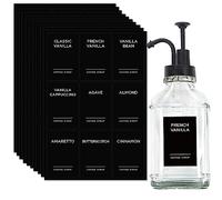 cdxhome 84 etichette per sciroppo di caffè per caramello, vaniglia, cioccolato, adesivi impermeabili per bottiglia di sciroppo di caffè e dispenser, accessori per bar organizzazione (nero)