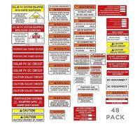 CDXHOME Confezione da 48 kit di etichette per l'installazione del sistema solare fotovoltaico, adesivi di sicurezza fotovoltaici, etichette di alimentazione fotovoltaica, etichette per pannelli