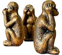 CDXHOME Set di 3 statue di scimmie sagge, non sentono il male, non vedono il male, non parlano del male, statuette decorative in resina per casa e ufficio, decorazione artistica per la casa, opzione