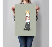 CDXNORA Carino Gattino Stampa su tela, Fumetto Illustrazione Quadri Pittura Quadri su tela Wall Art Murale Quadro decorativo per camera da letto Soggiorno Home Room Decor 60x80 cm