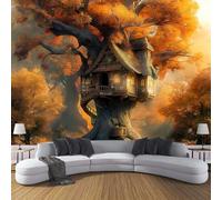 CDXNORA Carta da parati fotografica in seta Fantasia 250×175cm,Arancia carta da parati fotografica, per soggiorno, camera da letto, Antica Casa Sull'Albero Carta da Poster Giganti Muro
