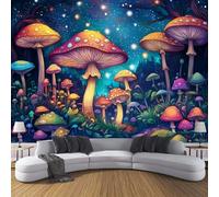 CDXNORA Carta da parati fotografica in setaForesta Delle Fiabe 350×256cm,Blu carta da parati fotografica, per soggiorno, camera da letto, Fungo Del Cielo Stellato Carta da Poster Giganti Muro