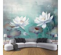 CDXNORA Carta Da Parati Sogno 400×280cm Verde Acqua Fotomurale in seta Per Casa Ufficio Camera Da Letto Gabinetto Soggiorno Fotomurali Decorazione da Muro,Bellissimo Loto
